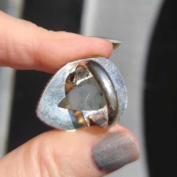 46k moss agate sterling ring sz7 - Picture 6 of 9